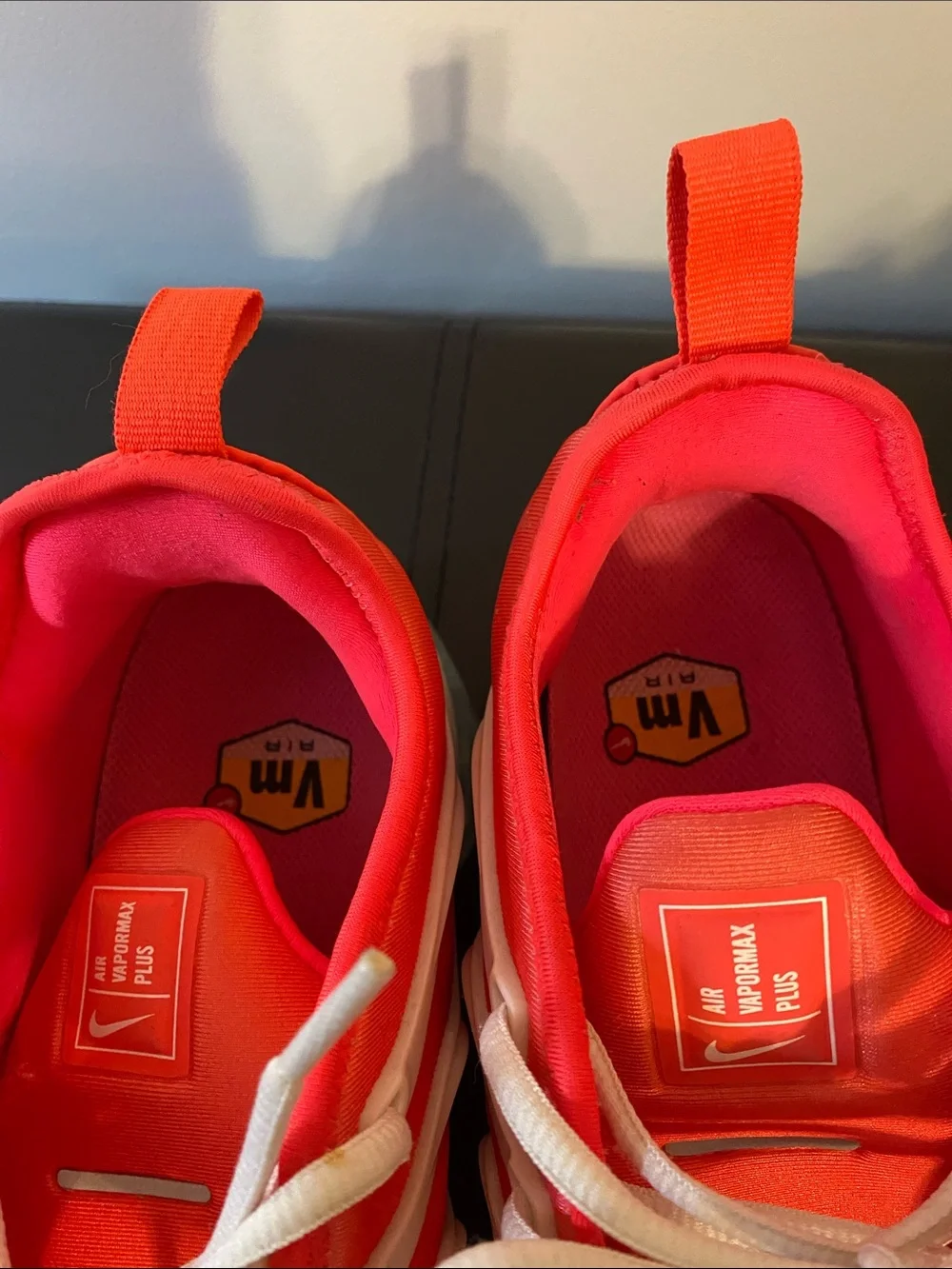 Nike Women’s Pink and White Air VaporMax Plus Sneakers